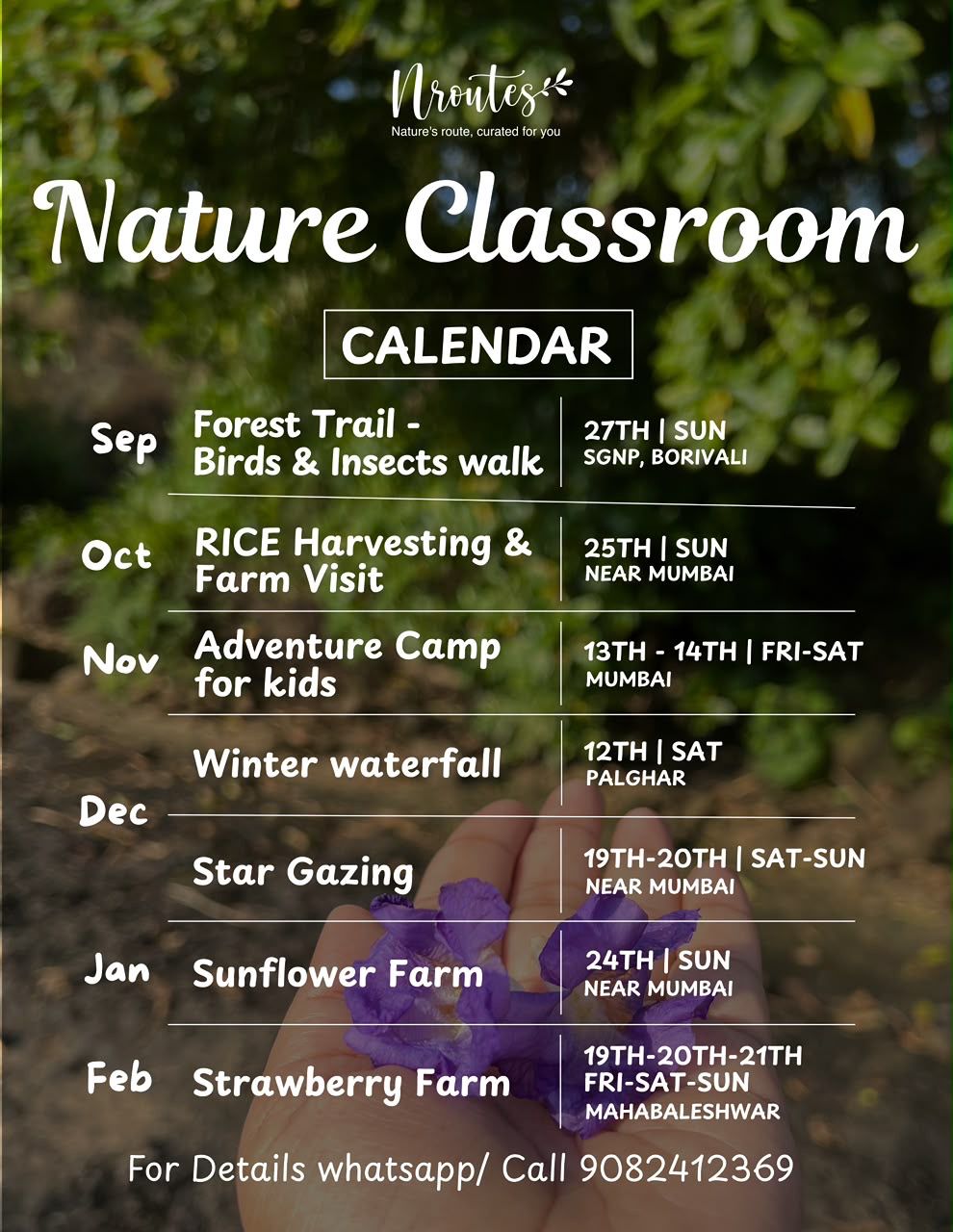 Nature Classroom calendar