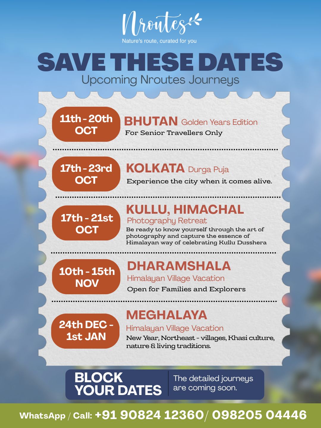 Upcoming Nroutes Journeys calendar
